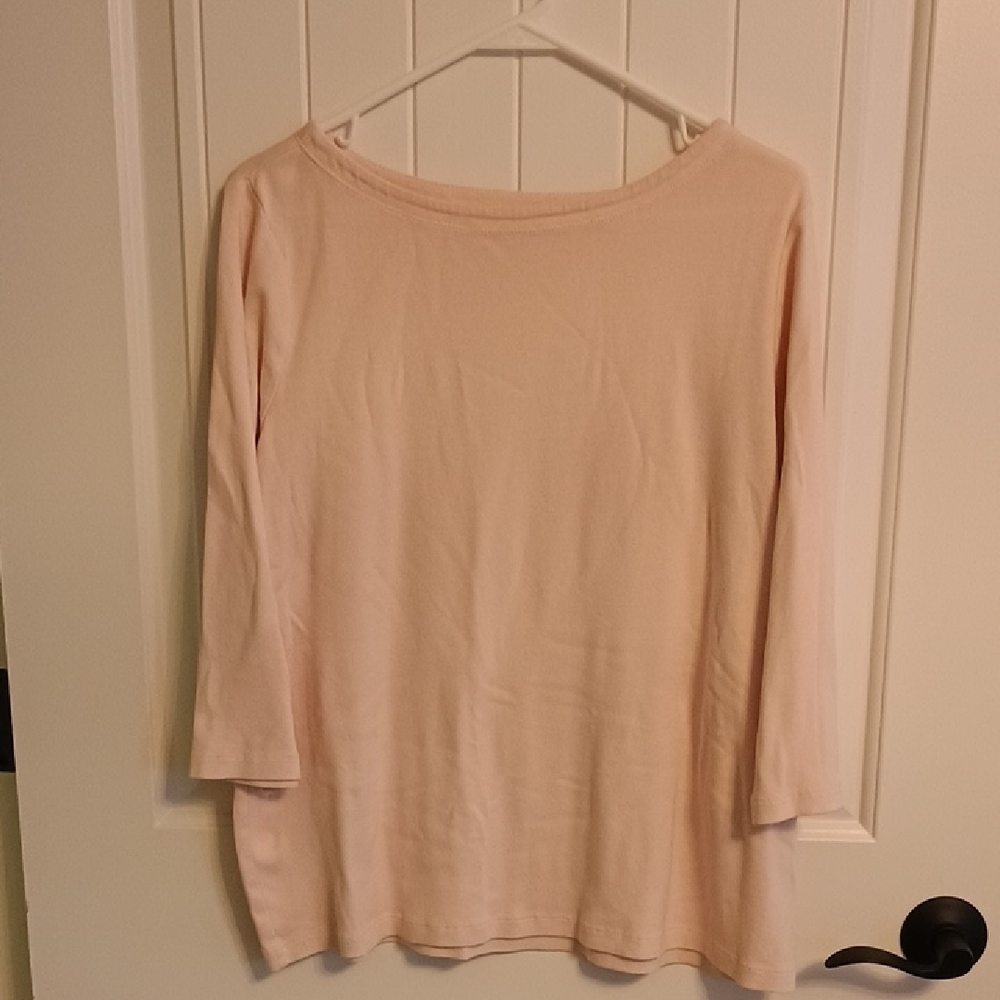Chicos Women's Size 2 Soft Pink 3/4 Long Sleeve Top